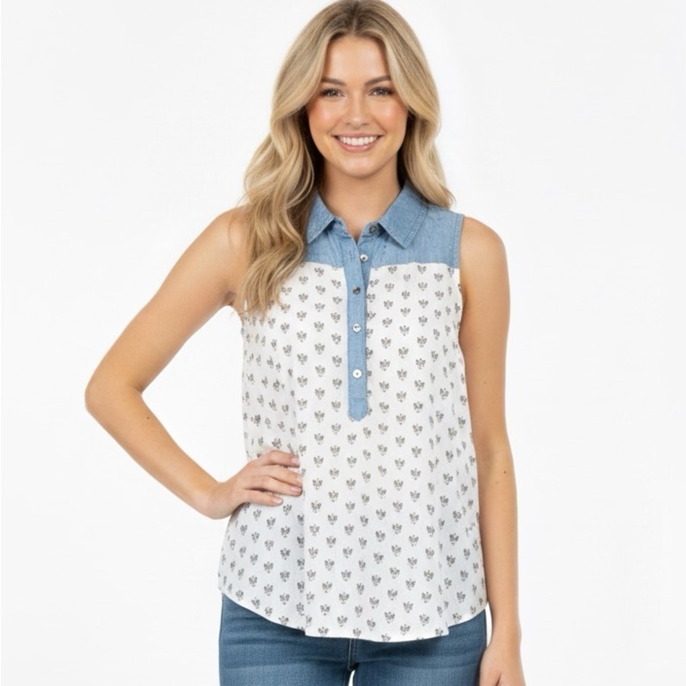 Mine size small sheer bird print top